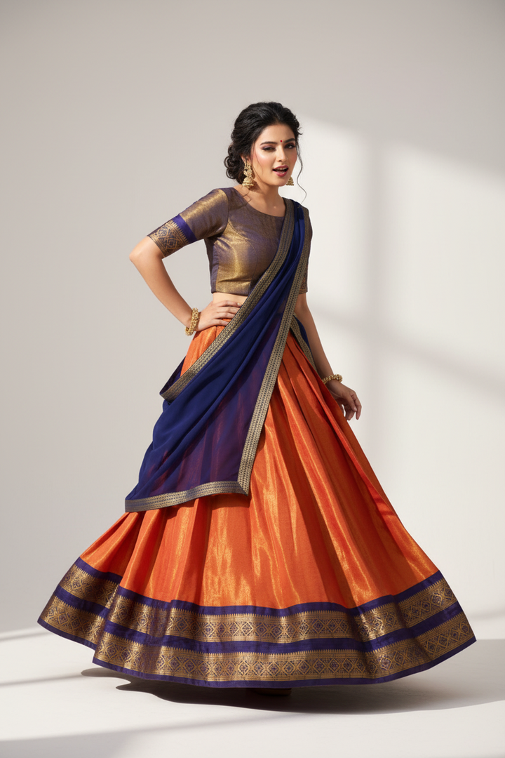 South-style Designer Kanchipuram Silk lehenga
