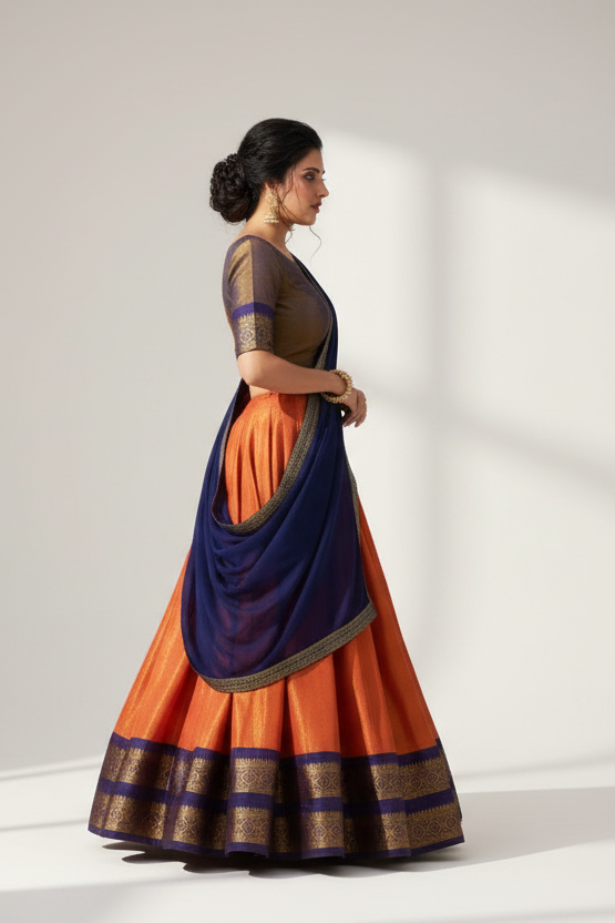 South-style Designer Kanchipuram Silk lehenga