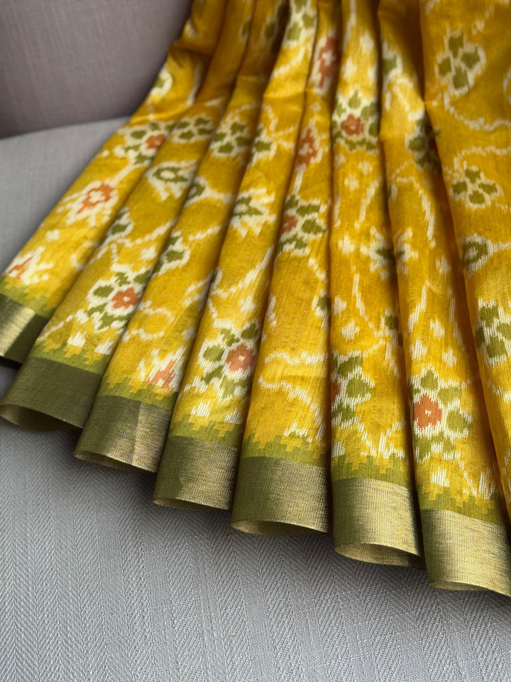 Wander More Tussar Yellow Silk Saree