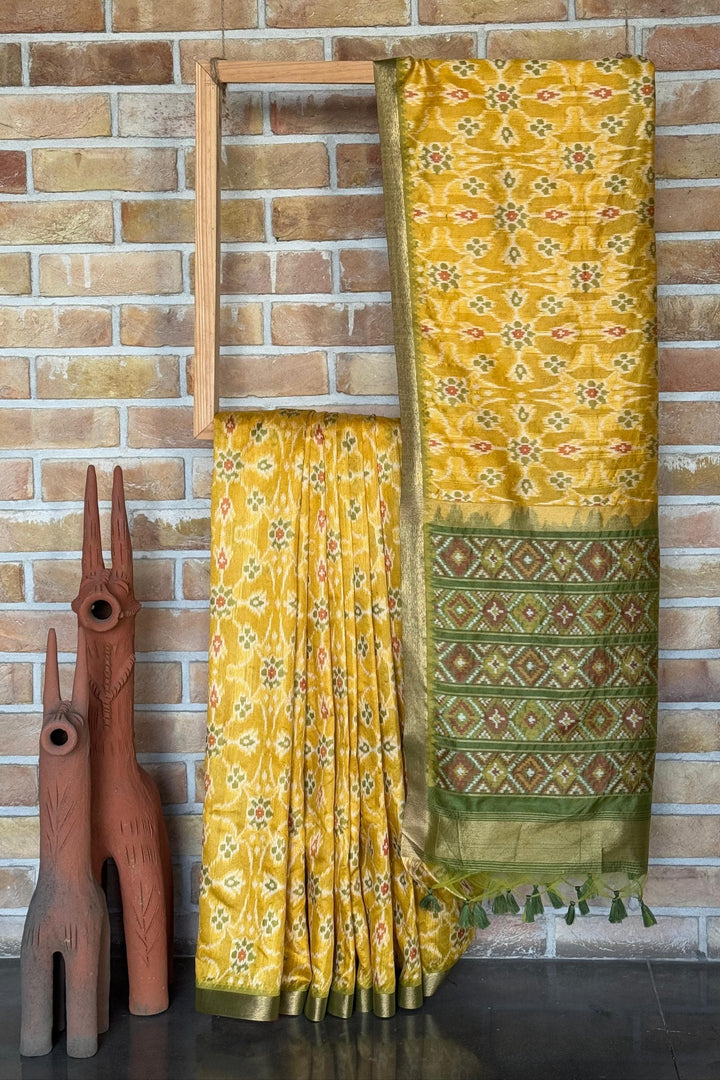 Wander More Tussar Yellow Silk Saree