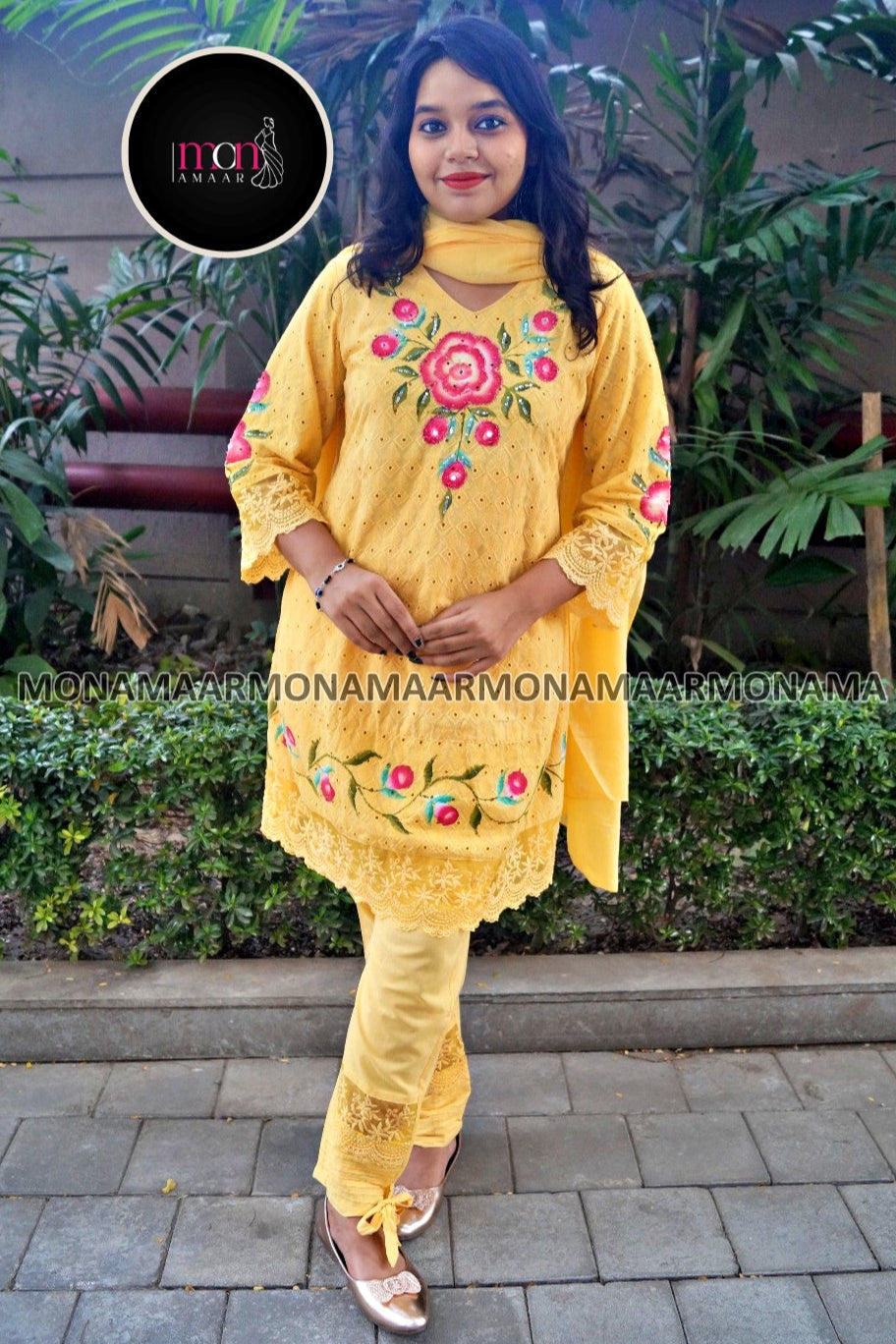 Shades Of Yellow Cotton Kurti Set