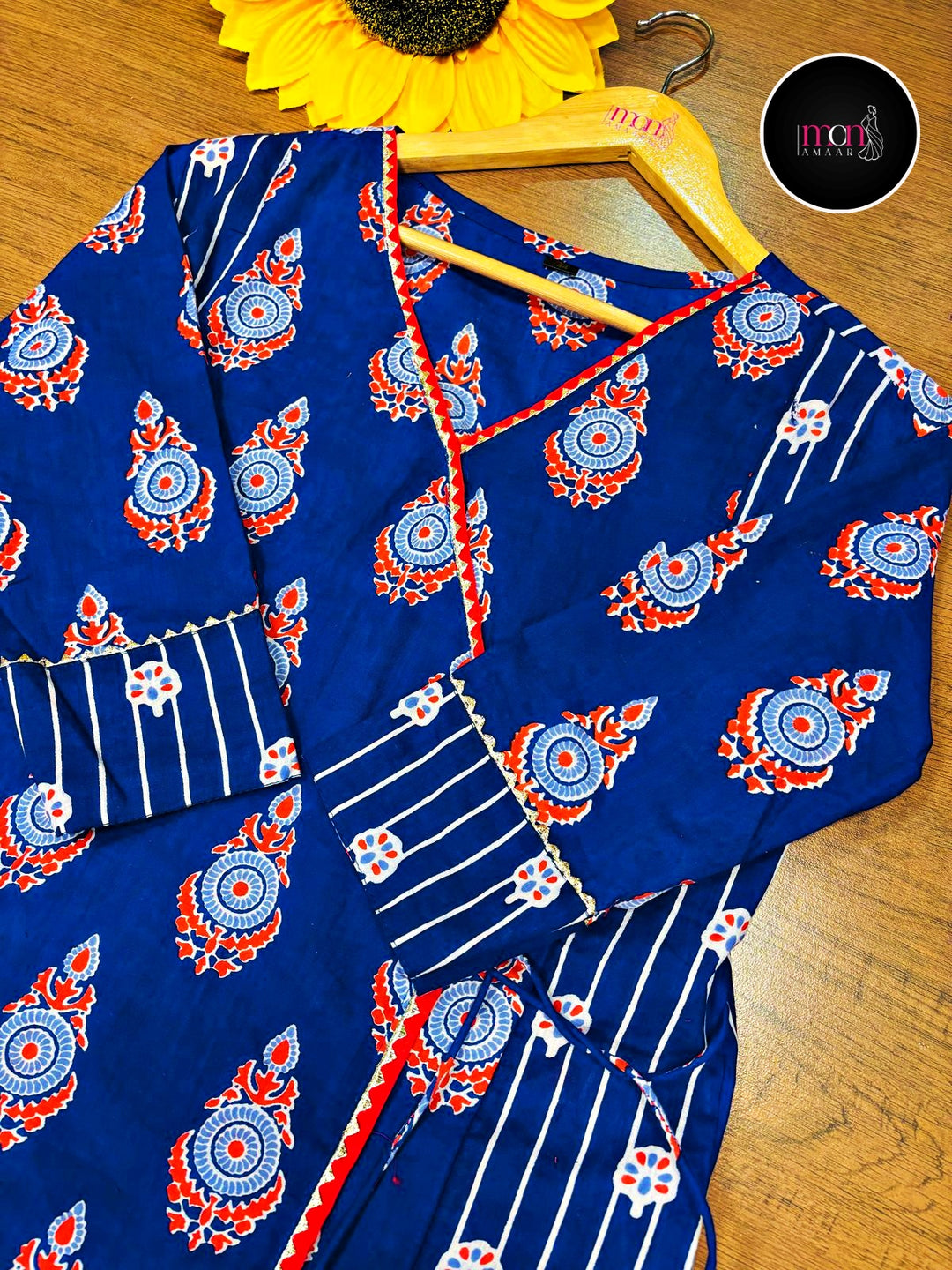 Sweetest Melody Blue Cotton Kurti Set