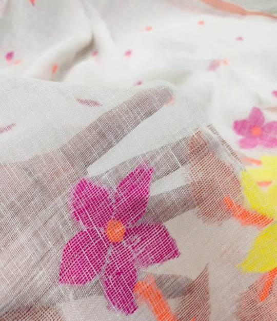 Meyebela Linen Jamdani Saree