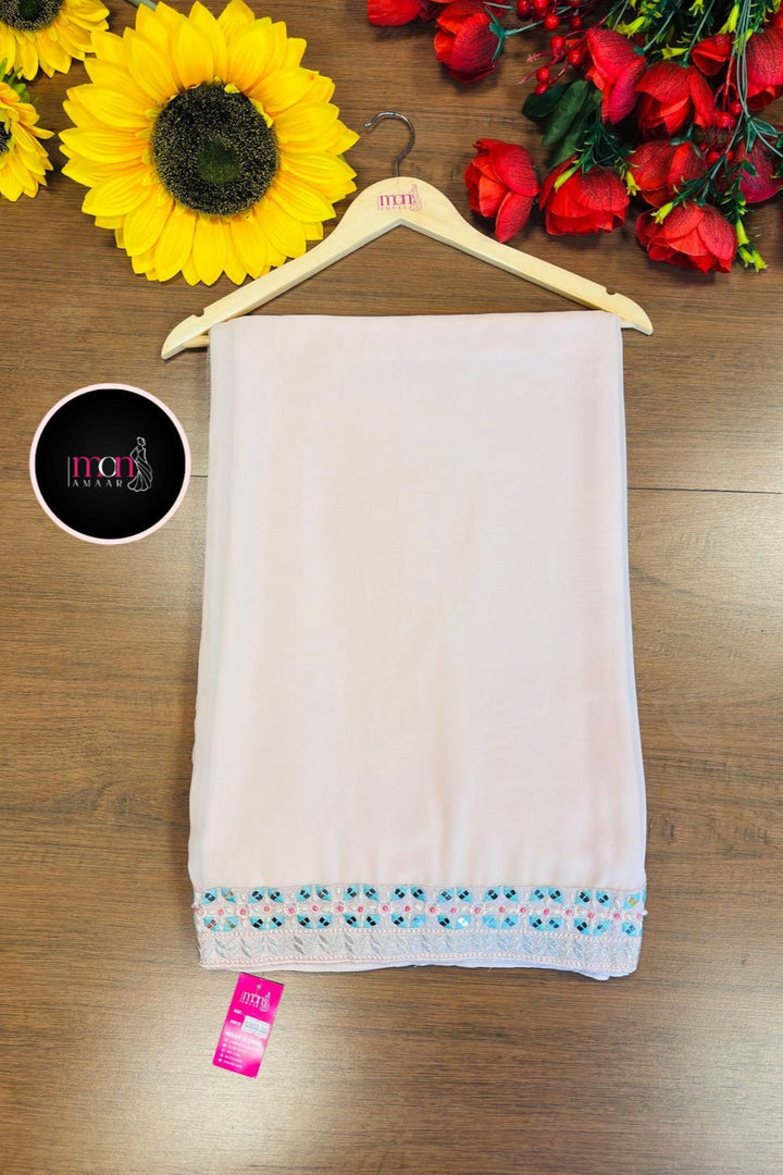 Classy Look Georgette Pink Silk Saree