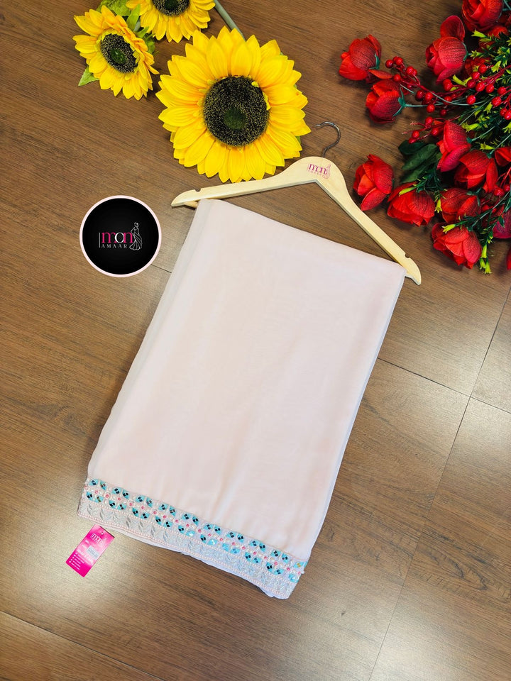 Classy Look Georgette Pink Silk Saree