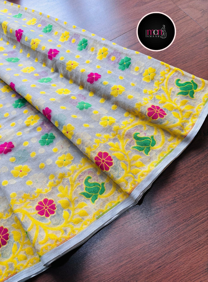 Saraswati Puja Special Dhakai Jamdani Saree