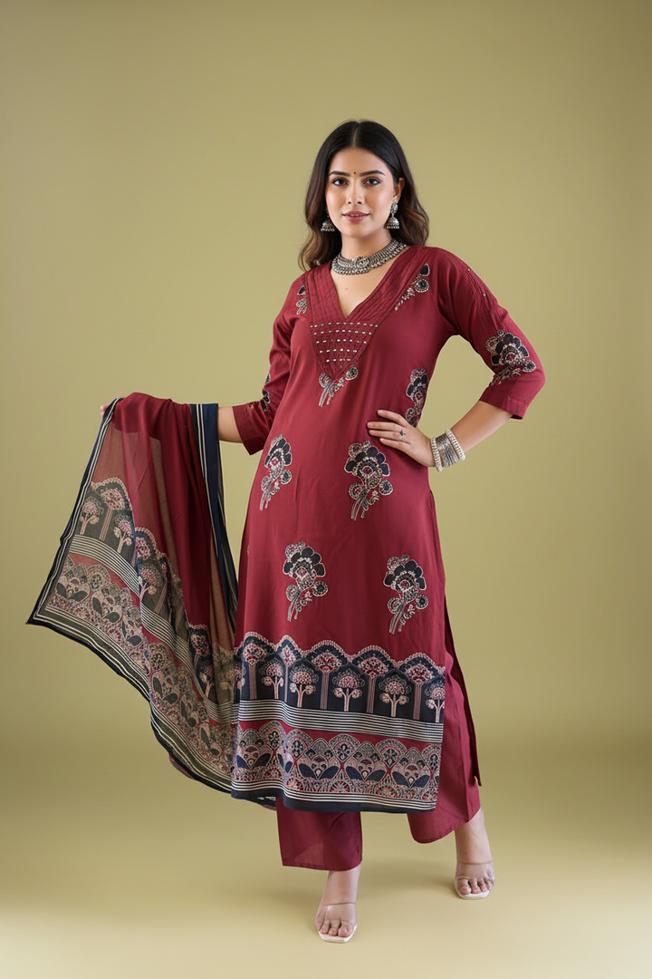 Moody & Artsy Cotton Kurti Set