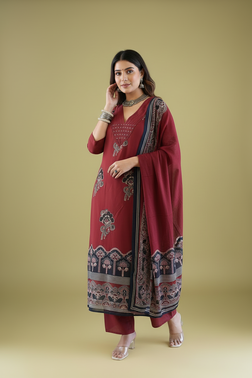 Moody & Artsy Cotton Kurti Set