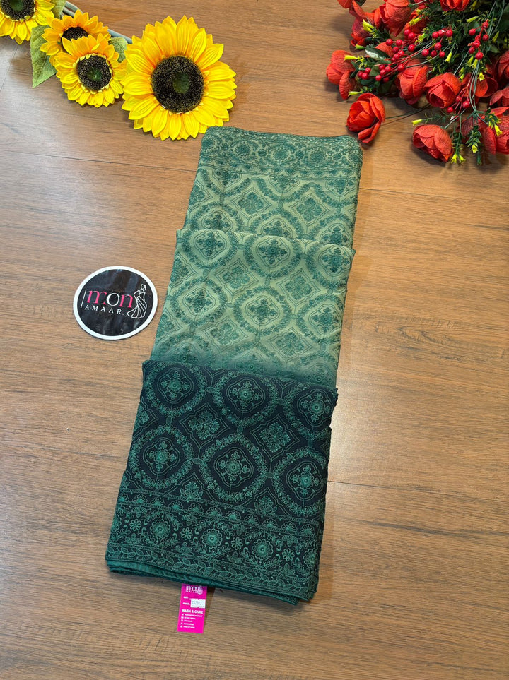 Spill the beans Of Beauty(Embroidery Saree)