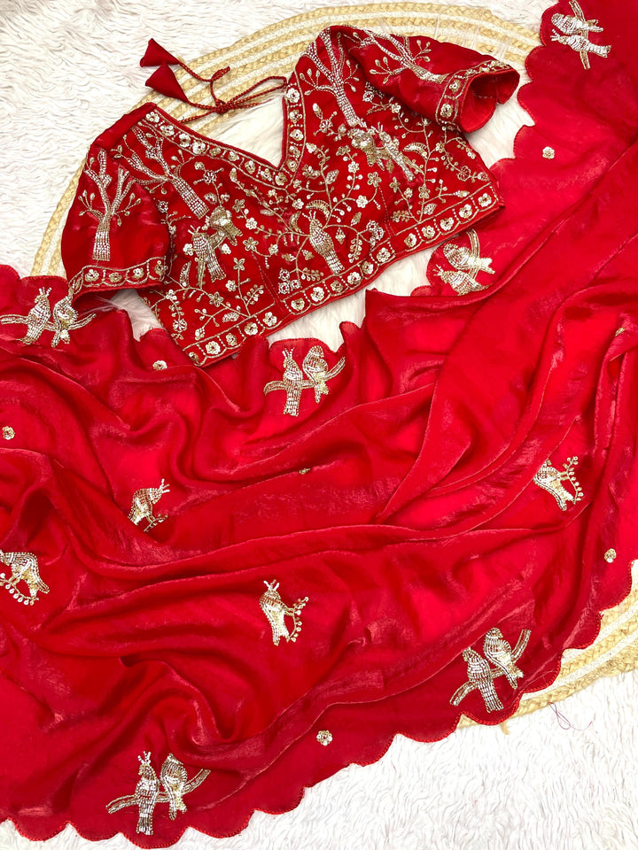 Crush With Designer Satin Silk Saree