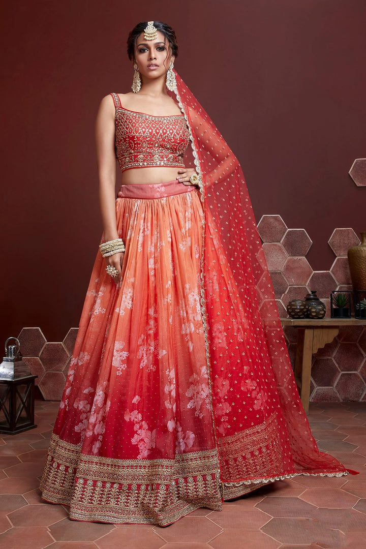 Abstract Aura Organza Lehenga