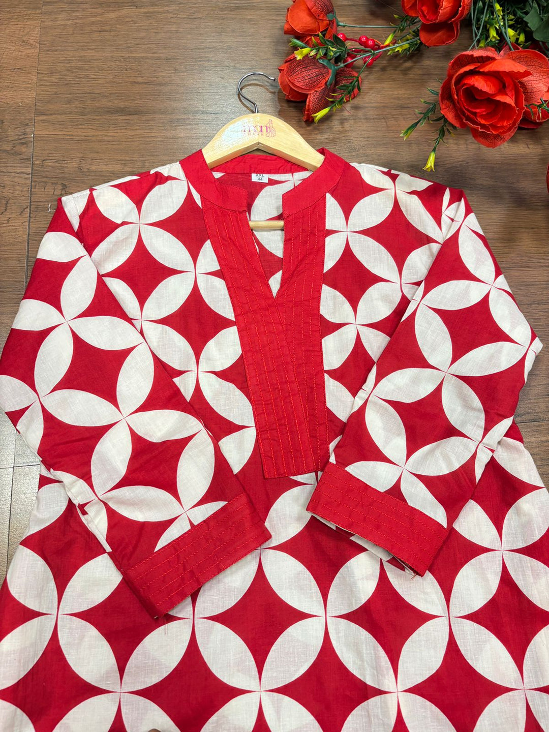 Women In Love- Cotton Coord Set(Red)