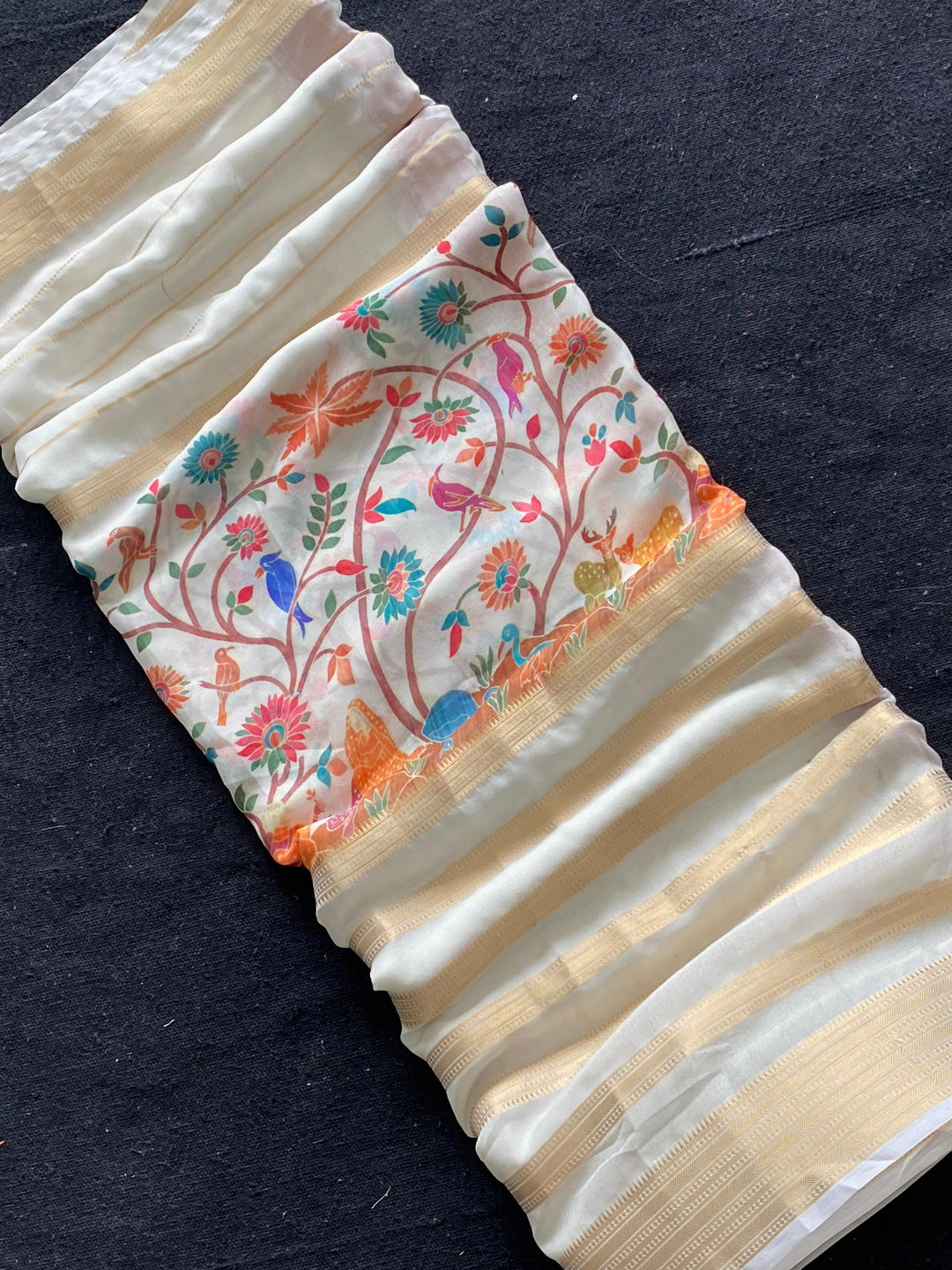 Artful Print Georgette Silk Saree