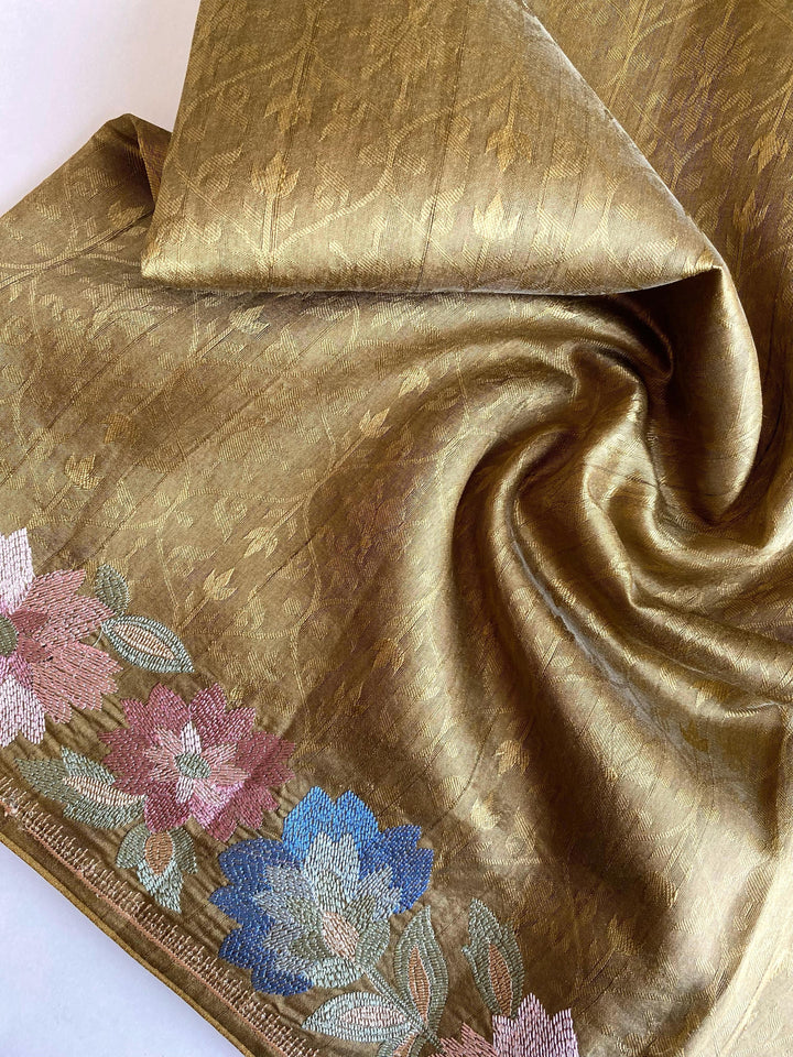 Red Oleanders Tussar Silk Saree