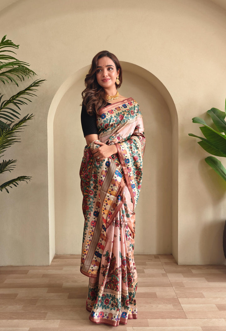 Kalamkari Ki Kahani Fancy Silk Saree