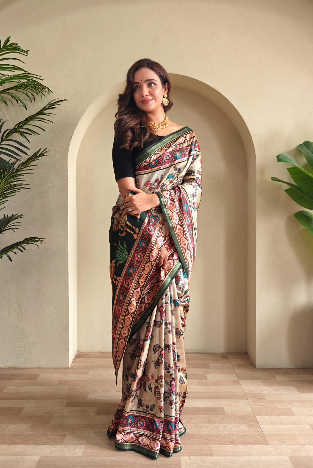 Kalamkari Ki Kahani Fancy Silk Saree