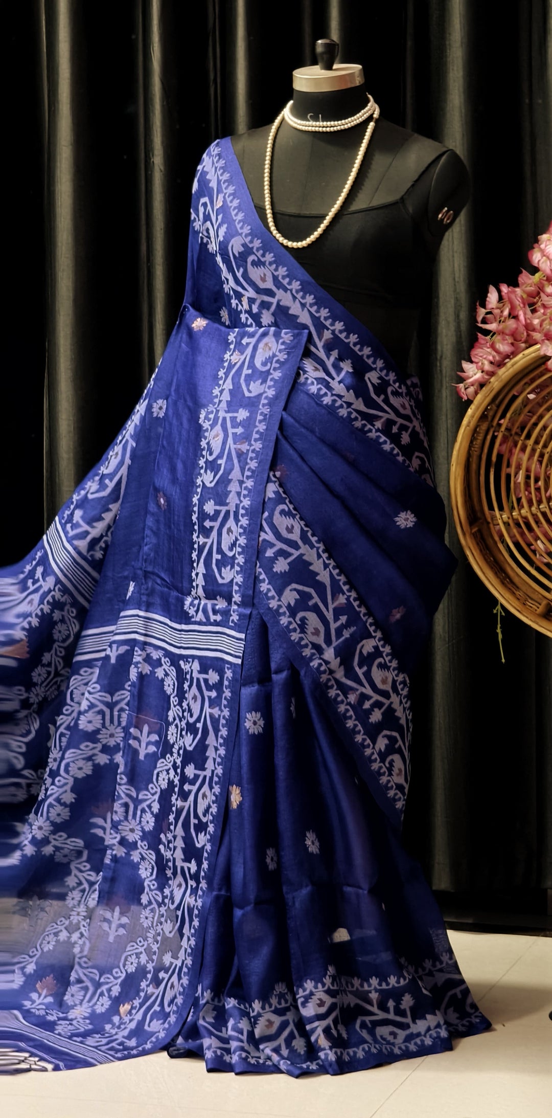 Kachha Sona Gachi Tussar Jamdani Saree
