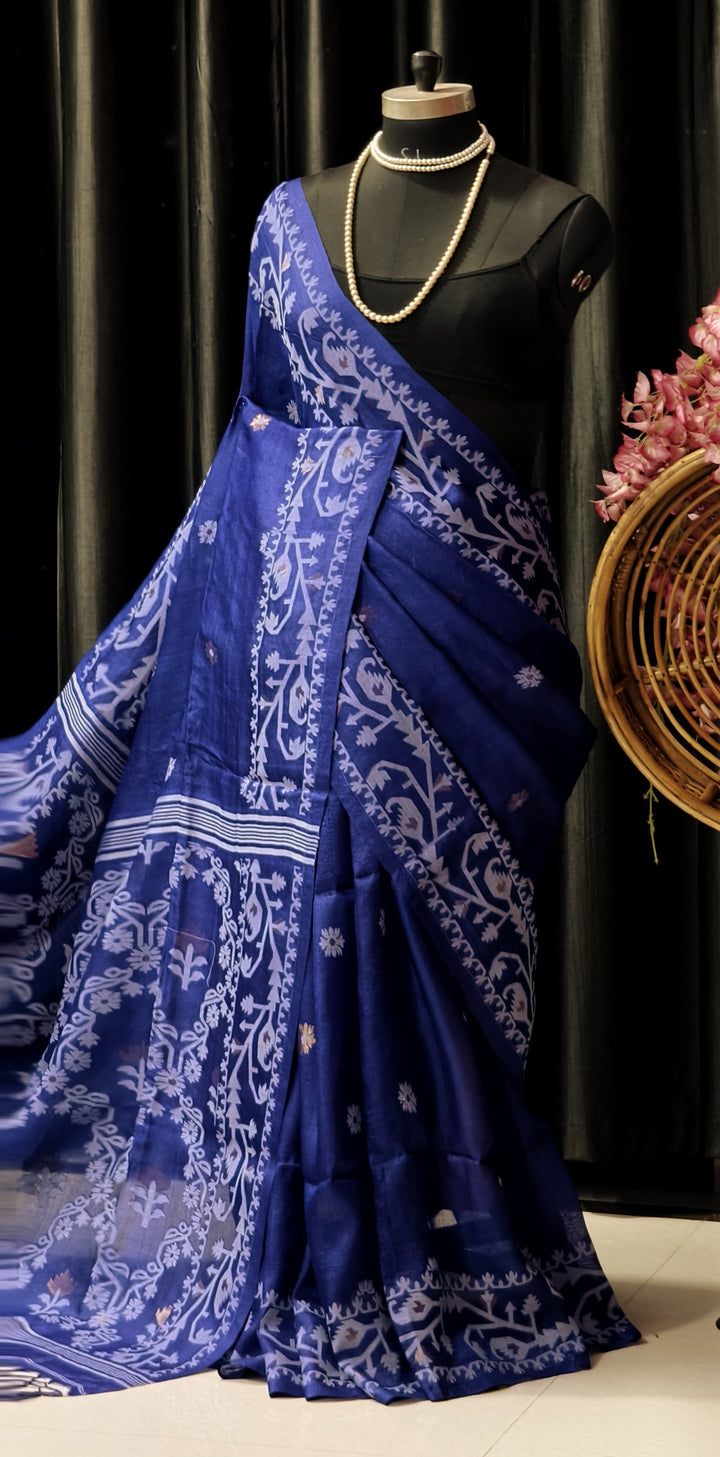 Kachha Sona Gachi Tussar Jamdani Saree