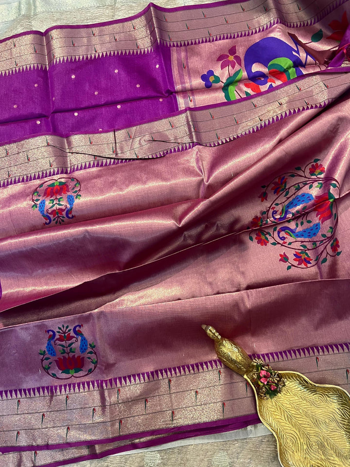 MayurKunj Tussar Paithani Silk Saree
