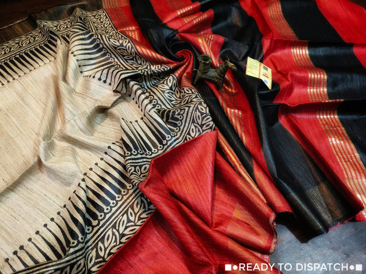 Golden Wand Ghicha Tussar Silk Saree