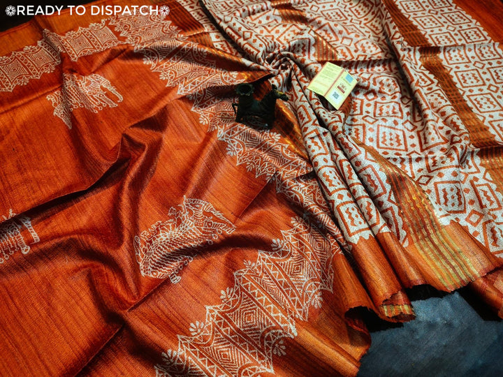 Golden Wand Ghicha Tussar Silk Saree