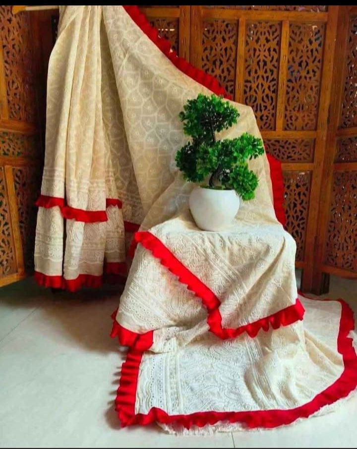 Durgatinashini Hakoba Designer Saree(Off White)