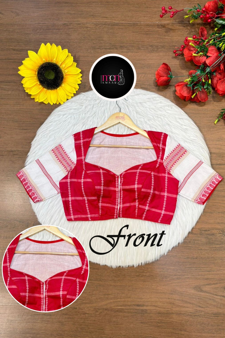 Pujor Rong (পুজোর রঙ) - Dhonekhali Handloom Blouse(Combo 2)