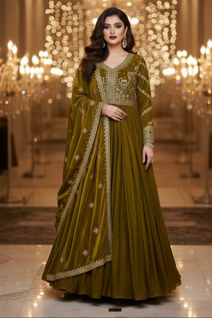 Dewdrop Bliss Fancy Silk Gown Set