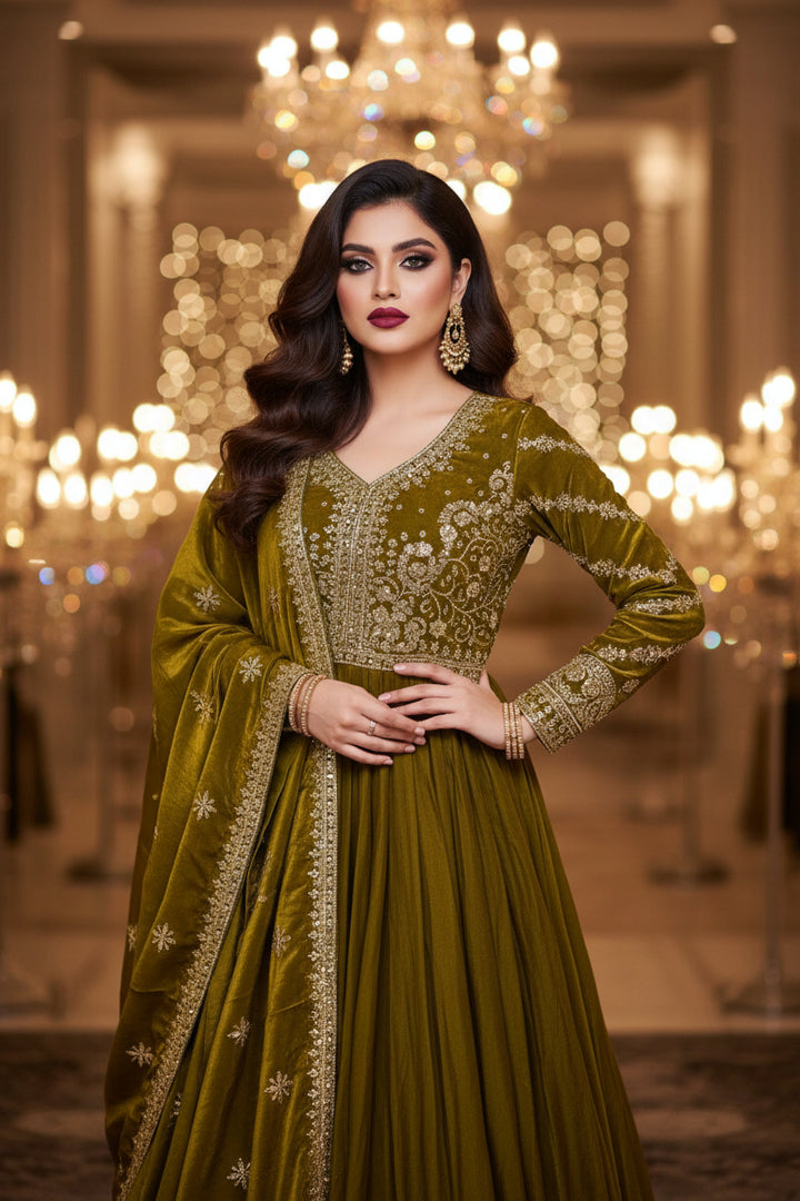 Dewdrop Bliss Fancy Silk Gown Set