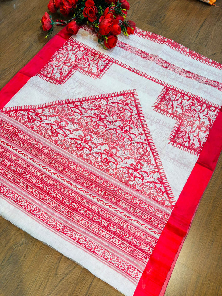Village Chronicle Handloom Dhonekhali Cotton Saree