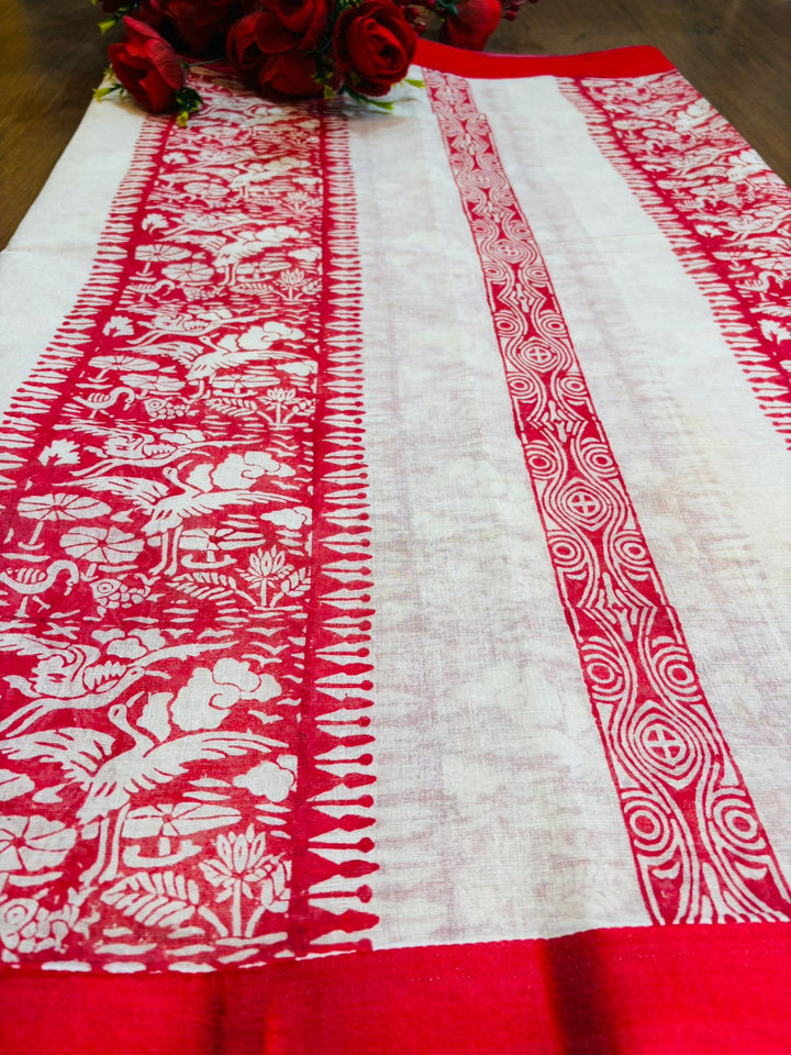 Village Chronicle Handloom Dhonekhali Cotton Saree