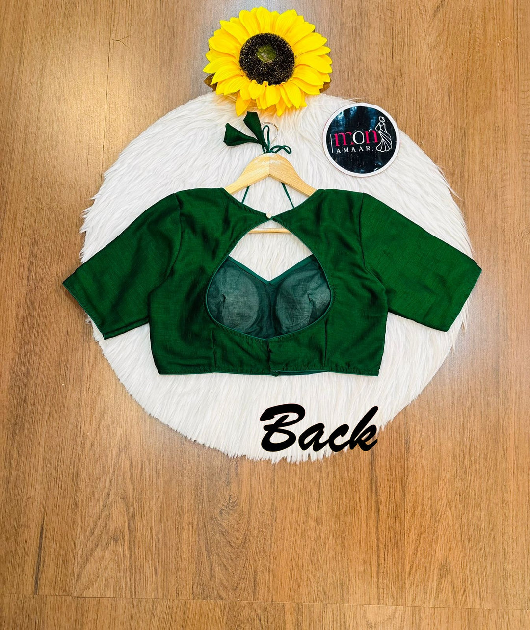 Green Masaba Style Vichitra Silk Blouse