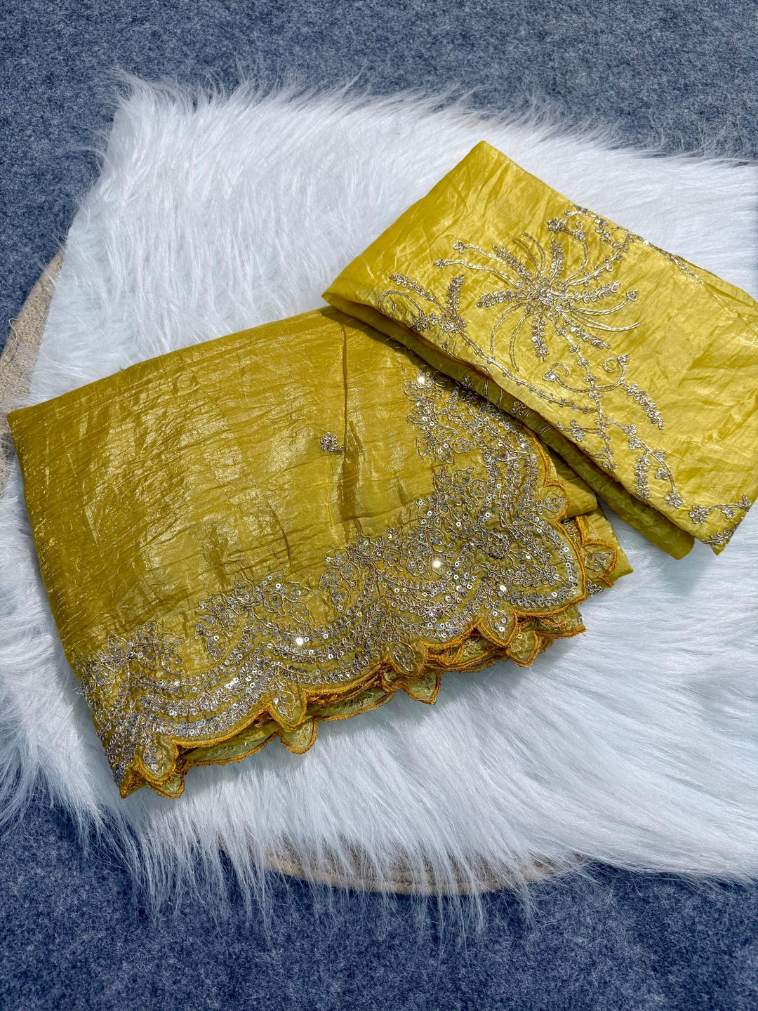 Eternal Lumina Yellow Crush Silk Saree