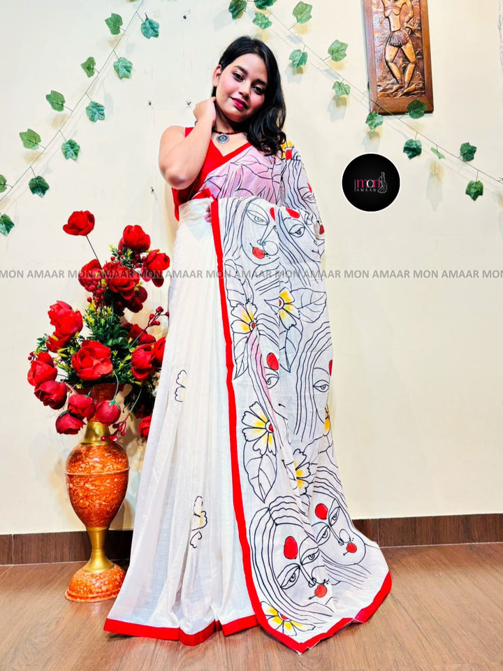 Chhobi- Handloom Dhonekhali Cotton Saree