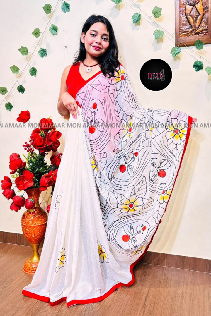 Chhobi- Handloom Dhonekhali Cotton Saree