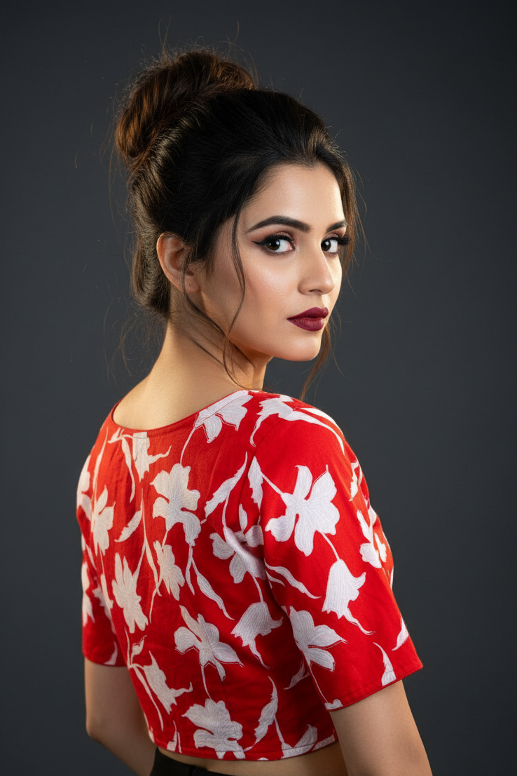 Amrapali Red Cotton Blouse