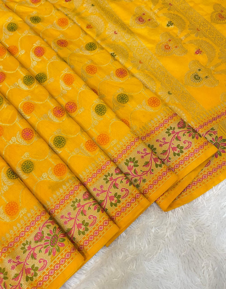 Flowers Of Devotion Banarasi Katan Silk Saree
