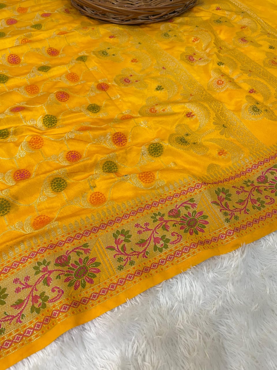 Flowers Of Devotion Banarasi Katan Silk Saree
