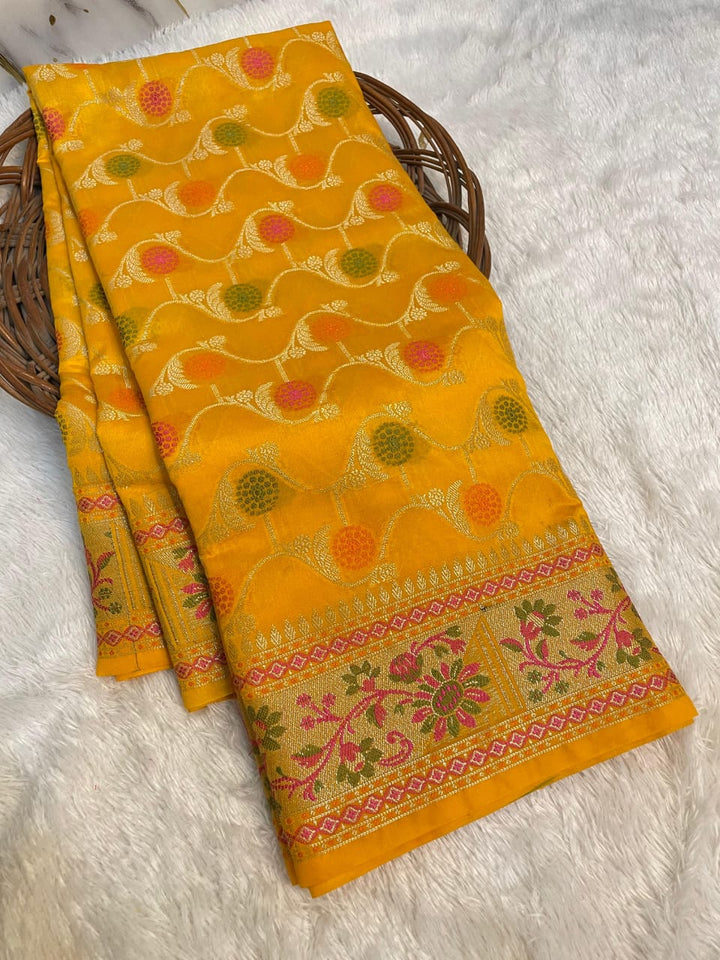Flowers Of Devotion Banarasi Katan Silk Saree