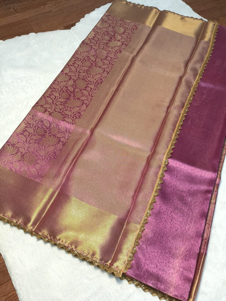 Blossom of Night Banarasi Tissue Silk Saree