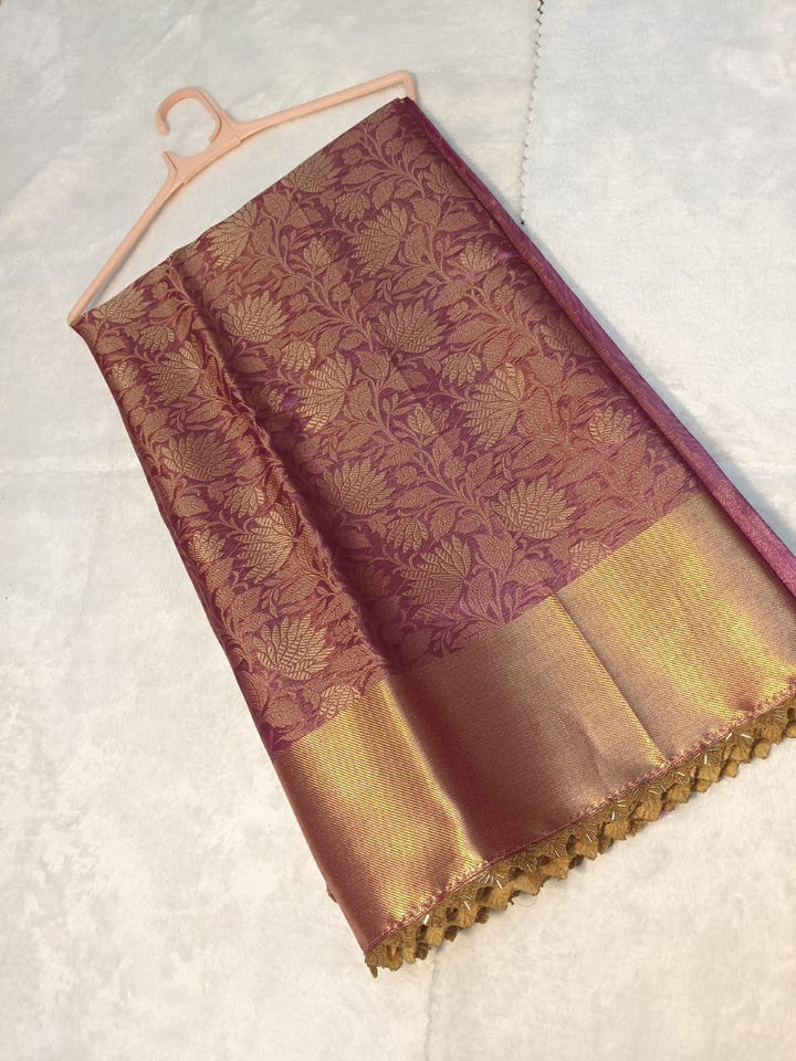 Blossom of Night Banarasi Tissue Silk Saree