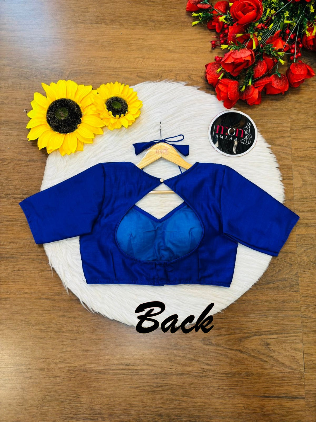 Blue Masaba Style Vichitra Silk Blouse