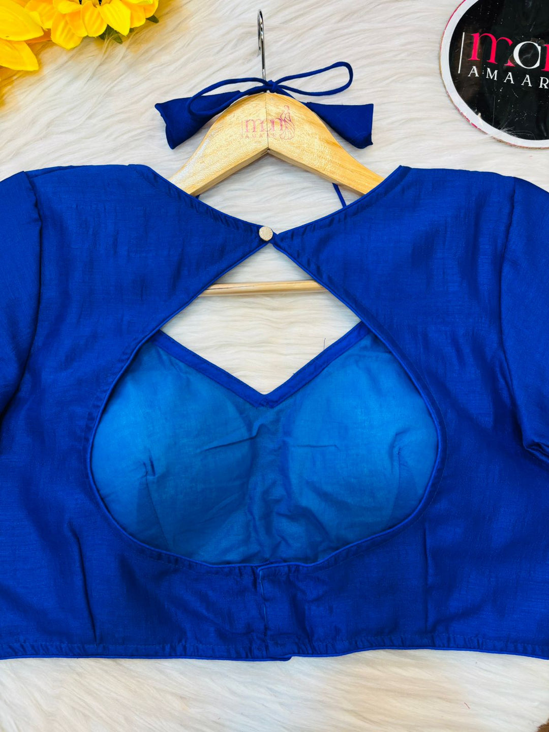 Blue Masaba Style Vichitra Silk Blouse