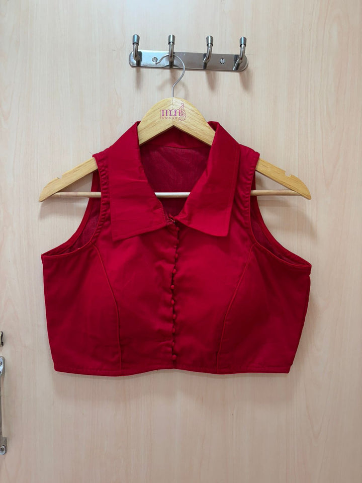 Swarna Kanya Red Cotton Blouse