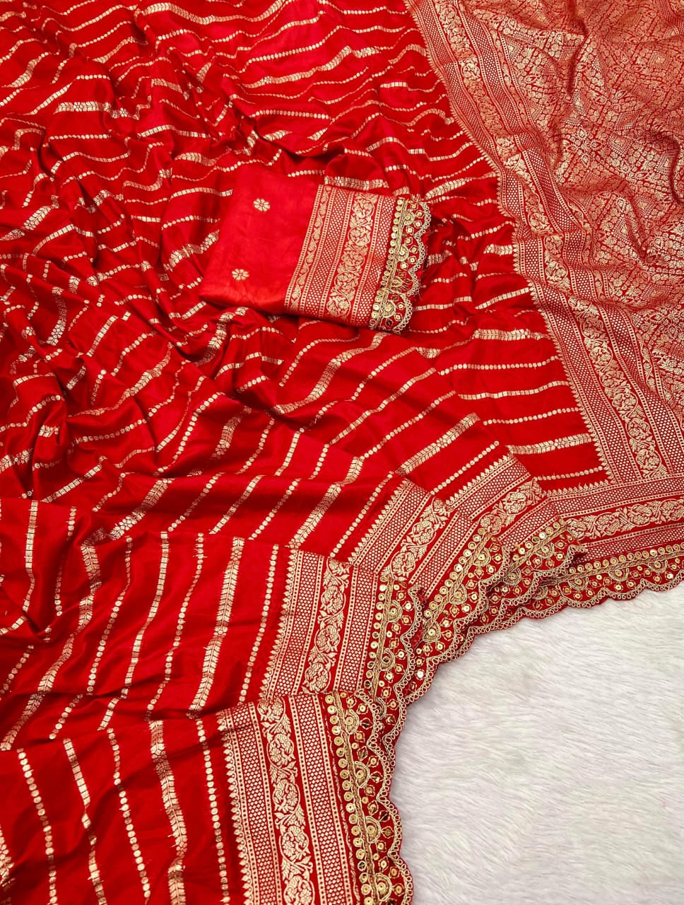 Sada Suhagan Red Banarasi Silk Saree