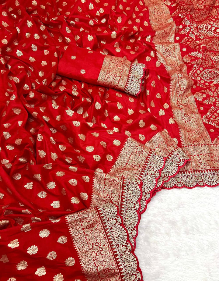 Sada Suhagan Red Banarasi Silk Saree