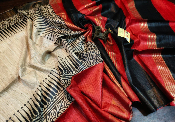 Saanjhrekha Ghicha Tussar Silk Saree