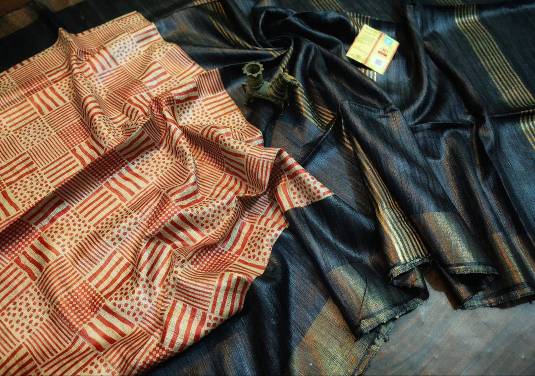 Saanjhrekha Ghicha Tussar Silk Saree