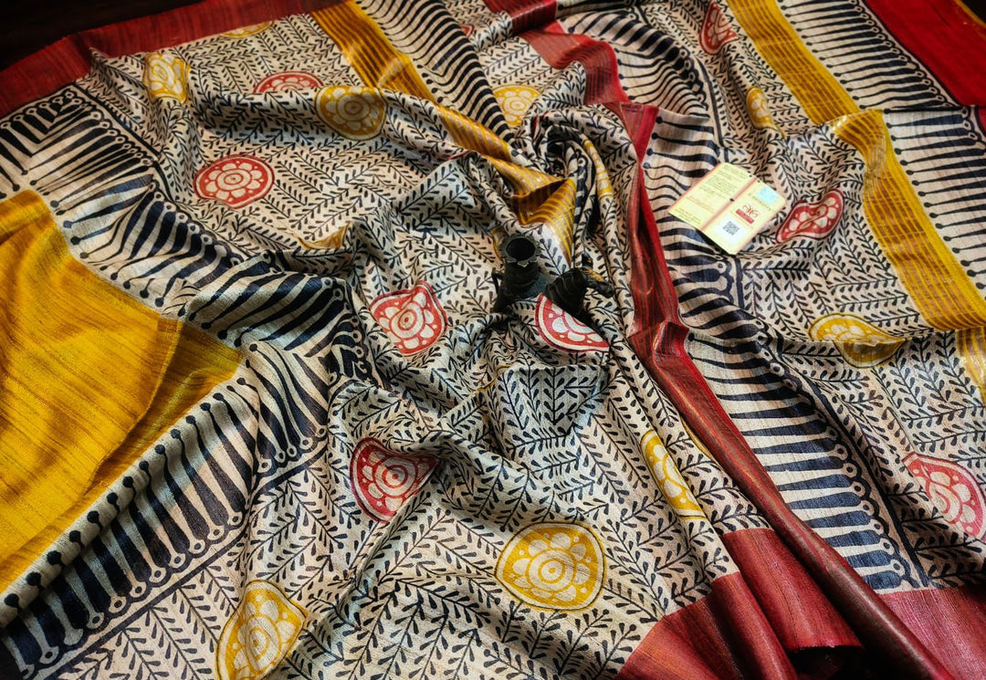 Saanjhrekha Ghicha Tussar Silk Saree