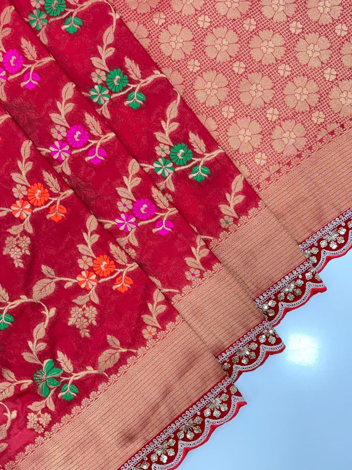 Karwa Chauth Special Crepe Khaddi Silk Saree
